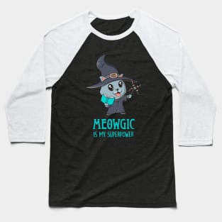 Cute Cat Magic Wizard Kitty Funny Gamer Baseball T-Shirt